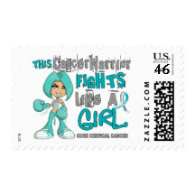 Cancer Warrior Fights Like Girl Cervical Cancer 42 Postage Stamps