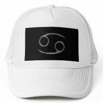 Cancer. Zodiac Astrology Sign. Black. Trucker Hats