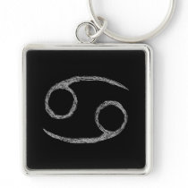 Cancer. Zodiac Astrology Sign. Black. Keychains