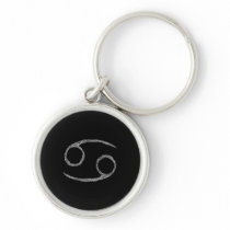 Cancer. Zodiac Astrology Sign. Black. Key Chain