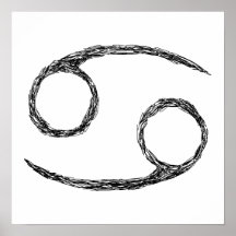 Cancer. Zodiac Astrology Sign. Black. Posters