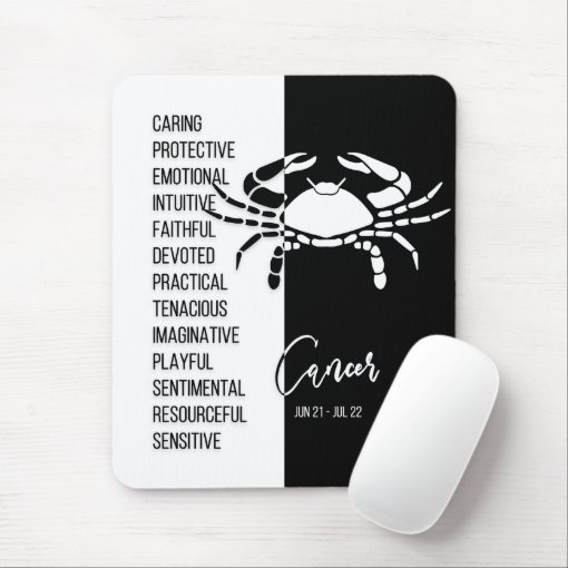 Cancer Zodiac Sign Mousepad Black White Mouse Pad Zazzle