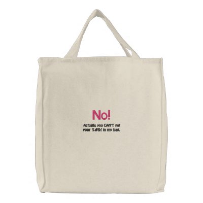 Canción Bag_Funny Girlz_No usted no puede Bolsas Bordadas Canción Bag_Funny Girlz_No usted no puede Bolsas Bordadas