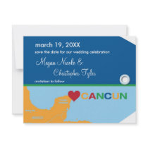 Cancun Luggage Tag Save the Date Announcement