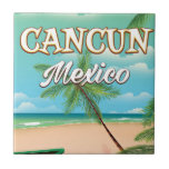 Cancun Mexico beach poster Ceramic Tile