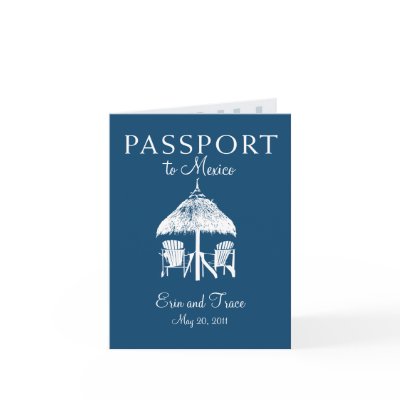 Cancun Mexico Passport Wedding Invitation Cards