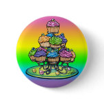 Candied Rainbow Cup Cake Candy Pinback Button