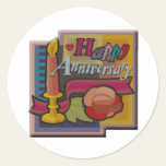 CANDLE ANNIVERSARY T ROUND STICKERS