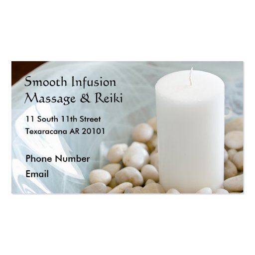 Candle with meditation stones business cards (front side)