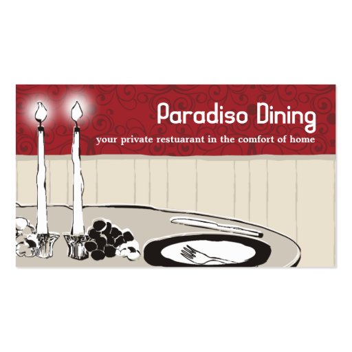 candlelight dinner plate chef catering business... business card templates (front side)