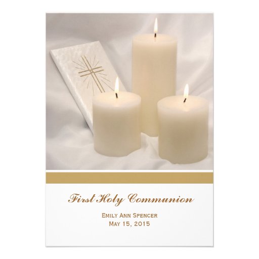 Candles and Prayer Book First Holy Communion Invite