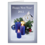 Candles, clock New Year Card