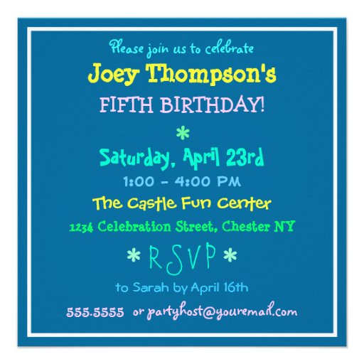 Candles on Blue Birthday Party Invitation
