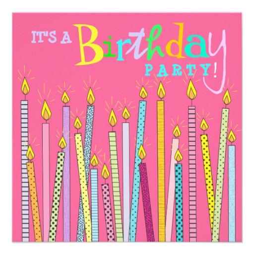 Candles on Hot Pink Birthday Party Invitation