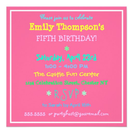 Candles on Hot Pink Birthday Party Invitation