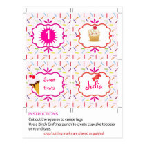 Candy and sweets cupcake toppers and tags postcards