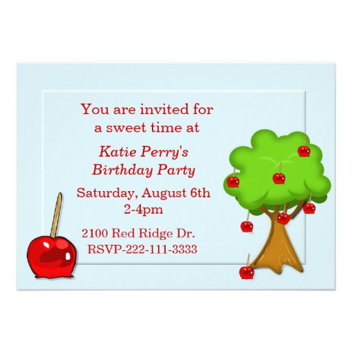 Candy Apple & Apple Tree Birthday Invitation