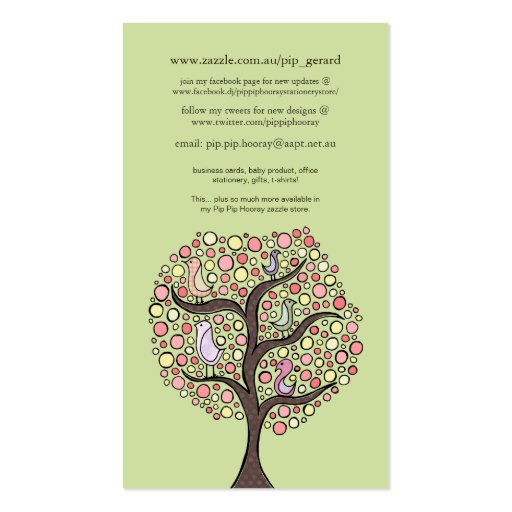 Candy Bird Tree Online Store Business Profile Card Business Card Templates (back side)