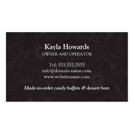 Candy Buffet and Dessert Bars Business Cards (back side)