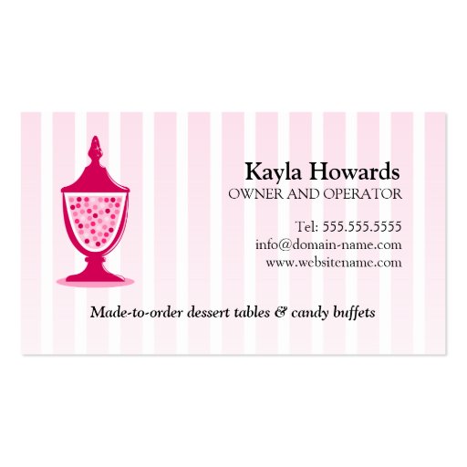 Candy Buffet and Dessert Tables Business Cards (back side)