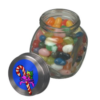 Candy Cane and Holly Jelly Belly Candy Jar