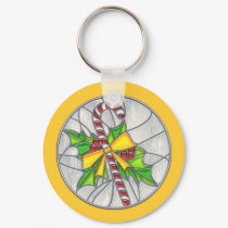 Candy Cane and Holly keychains