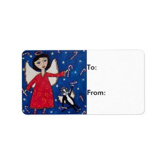 Candy Cane Angels Christmas Gift Tag