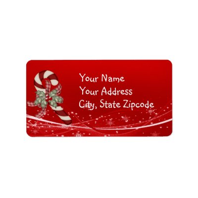 Candy Cane Christmas Address Label