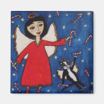 Candy Cane Christmas Angel Magnet