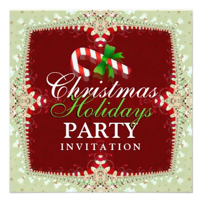 Candy Cane Christmas Holidays Party Invitation
