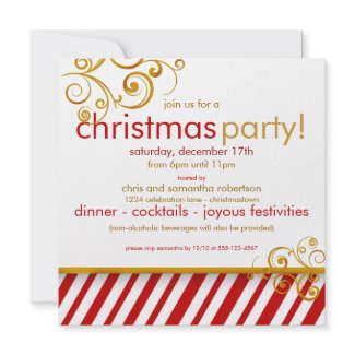 Candy Cane Christmas Party Invitation invitation