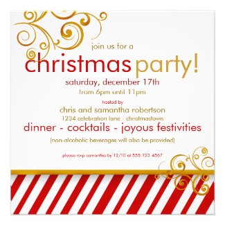 Candy Cane Christmas Party Invitation