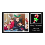 Candy Cane Christmas Photo Card (Black)