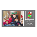 Candy Cane Christmas Photo Card (Gray)