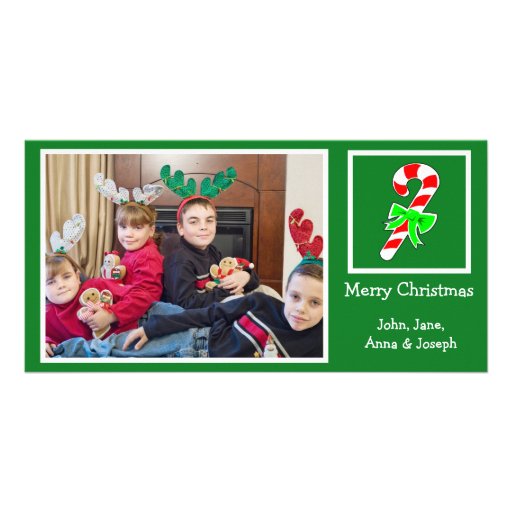 Candy Cane Christmas Photo Card (Green)