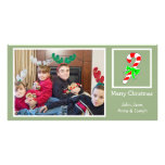 Candy Cane Christmas Photo Card (Sage Green)