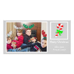 Candy Cane Christmas Photo Card (Silver)