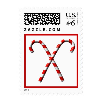 Candy Cane Christmas Postage Stamp