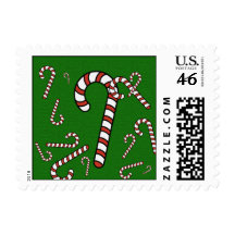 Candy Cane Christmas Postage Stamp
