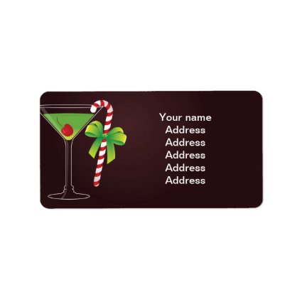 Candy Cane Cocktail Christmas Address Label