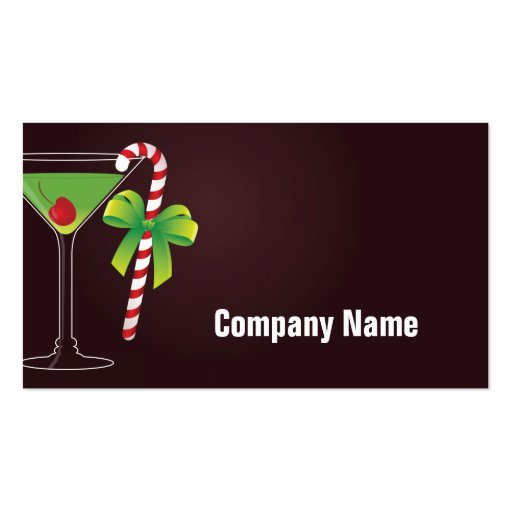 Candy Cane Cocktail Christmas Business Card Template (back side)