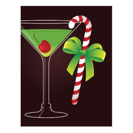 Candy Cane Cocktail Christmas Postcard