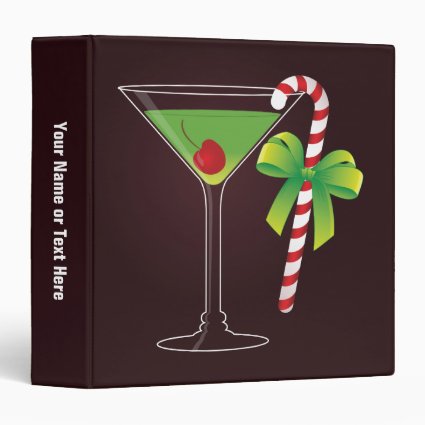 Candy Cane Cocktail Christmas Vinyl Binder