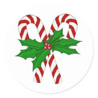 Candy Cane Collection Round Sticker