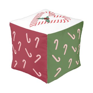 Candy Cane Cube Cushion 13x13x13in Cube Pouf