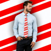 Candy Cane Diagonal Striped Tie (Red & White)