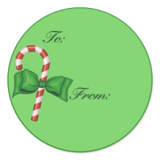 Candy Cane Gift Tag Sticker