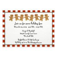 Candy Cane Gingerbread Holiday Party Invitations