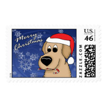 Candy Cane Golden Retriever Christmas Card postage