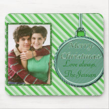 Candy Cane Green Christmas Ornament Mouse Pad